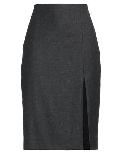 Theory Midi Blue Skirt With Slit In Wool Blend Woman In Navy