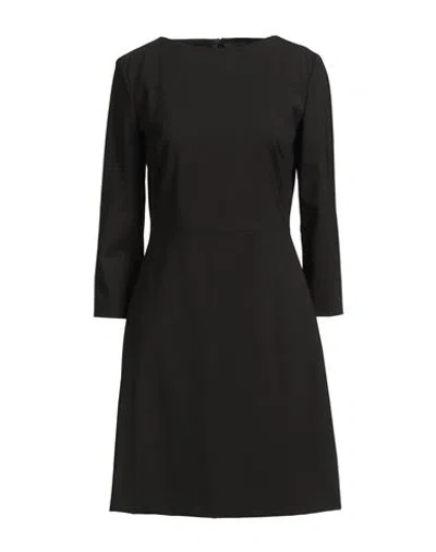 Theory Woman Mini Dress Black Size 12 Virgin Wool, Elastane