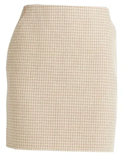 Theory Woman Mini Skirt Beige Size 10 Wool, Cashmere