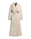Theory Woman Overcoat & Trench Coat Beige Size S Cotton, Elastane