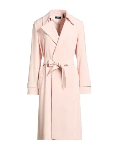 Theory Woman Overcoat & Trench Coat Blush Size M Triacetate, Polyester In Pink