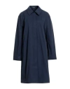 Theory Woman Overcoat & Trench Coat Navy Size L Cotton, Polyamide, Elastane In Blue