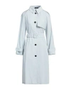 Theory Woman Overcoat & Trench Coat Sky Blue Size L Polyester In Blue