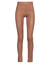 Theory Woman Pants Brown Size 2 Lambskin, Cotton, Elastane In Brown