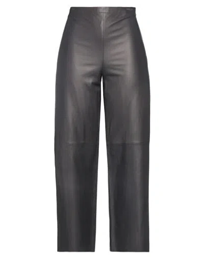 Theory Woman Pants Steel Grey Size 00 Lambskin