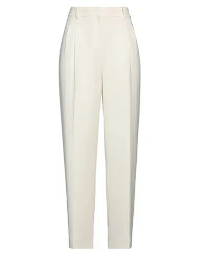 Theory Woman Pants Cream Size 4 Triacetate, Polyester In White