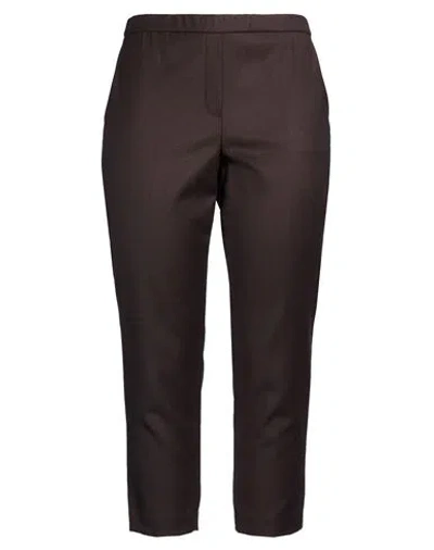 Theory Woman Pants Dark Brown Size 16 Virgin Wool In Burgundy
