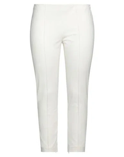 Theory Woman Pants Off White Size 10 Cotton, Polyamide, Elastane