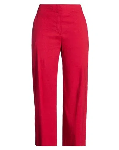 Theory Woman Pants Red Size 2 Linen, Viscose, Elastane In Pink