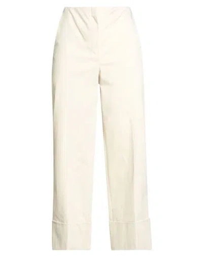 Theory Woman Pants Sand Size 2 Cotton, Elastane In White