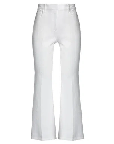 Theory Woman Pants White Size 2 Cotton, Nylon, Elastane