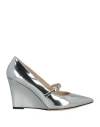 Theory Woman Pumps Silver Size 8 Leather In Multi