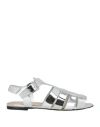 Theory Woman Sandals Silver Size 8 Leather In Silver