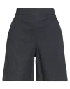 Theory Woman Shorts & Bermuda Shorts Midnight Blue Size L Linen, Viscose, Elastane In Gray