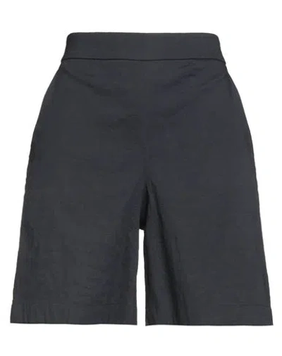 Theory Woman Shorts & Bermuda Shorts Midnight Blue Size L Linen, Viscose, Elastane