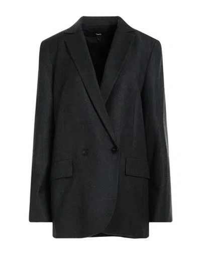 Theory Woman Suit Jacket Steel Grey Size 8 Virgin Wool