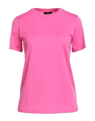 THEORY THEORY WOMAN T-SHIRT FUCHSIA SIZE XS COTTON
