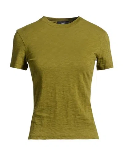 Theory Woman T-shirt Green Size M Organic Cotton