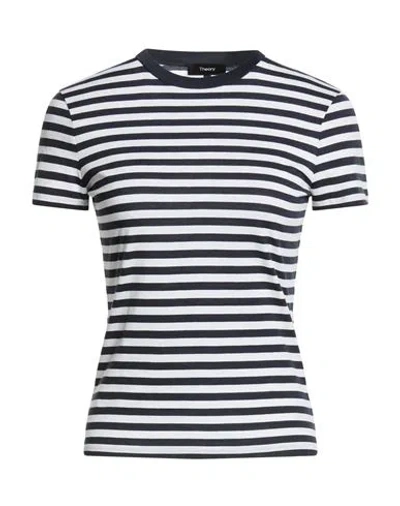 Theory Woman T-shirt Navy Size M Pima Cotton In Multi