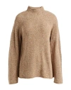 Theory Karenia Cashmere And Felted Wool Turtleneck Sweater In Beige