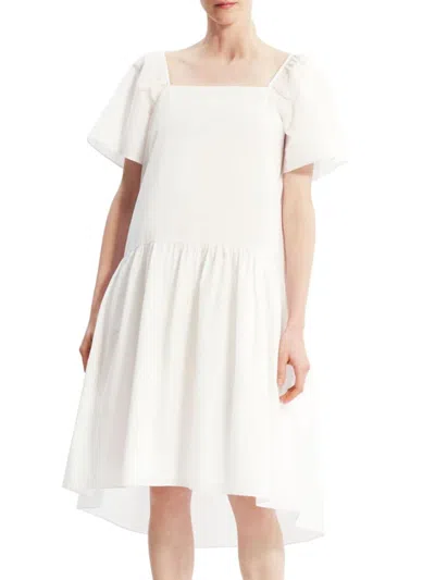 Theory Women's Cotton Drop-waist Dress In White | ModeSens
