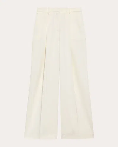 Theory Pleated Crepe Wide-leg Pants In Neutral