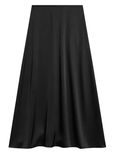 Theory Women's A-line Satin Maxi Skirt In Black