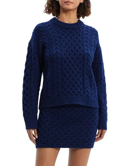 Theory Women's Aran Wool-cashmere Sweater In Blue