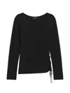 Theory Women's Asymmetric Merino Wool-blend Top In Black