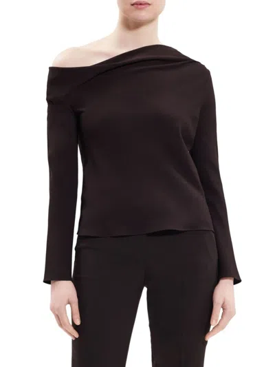 Theory Women's Asymmetric Neckline Top In Mink