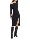 Theory Asymmetric Off-the-shoulder Midi Dress In Black