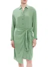 Theory Sarong Wrap-skirt Knee-length Shirtdress In Leaf