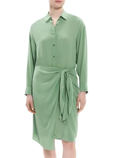 Theory Women's Asymmetric Shirtdress In Leaf