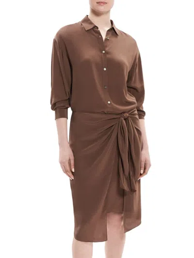 Theory Women's Asymmetric Shirtdress In Pecan