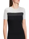 Theory Rib Colorblock Silk T-shirt In Gold