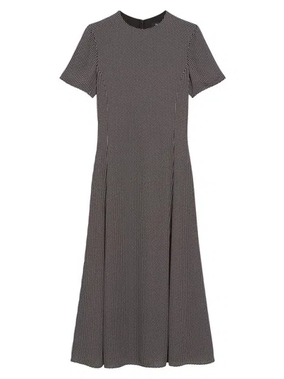 Theory Women's Birdseye A-line Flare Midi-dress In Gray