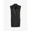 Theory Double Breasted Linen Blend Blazer In Black