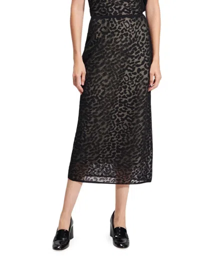 Theory Women's Bleecker Animal Lace Midi-skirt In Black
