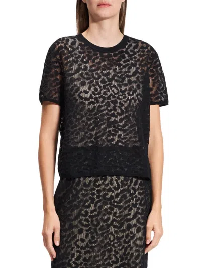 Theory Women's Bleecker Animal Lace T-shirt In Black