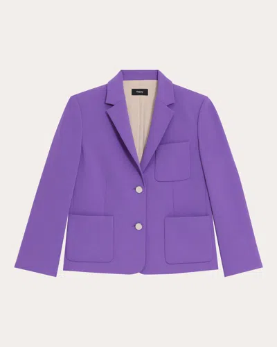 Theory Women's Boxy Patch Pocket Blazer In Purple