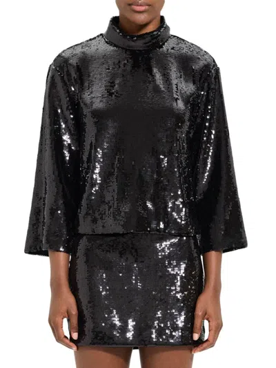 Theory Women's Boxy Sequined Top In Black