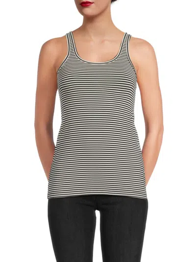 Theory Bram 2 Stripe Tank Top In Black White Multi