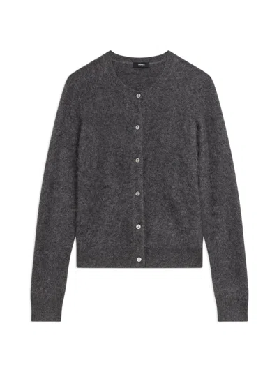 Theory Brushed Crewneck Cardigan In Cashmere In Multi