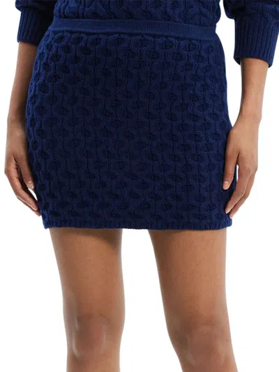 Theory Women's Cable-knit Wool-cashmere Miniskirt In Blue