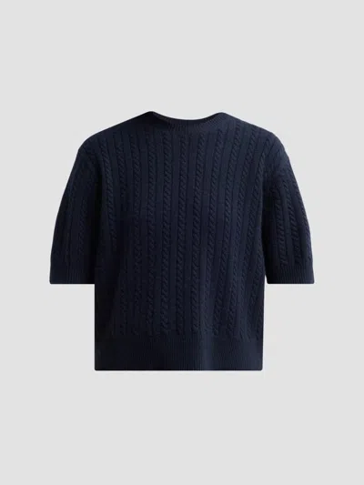 Theory Women's Cable-knit Cashmere Crop Sweater In Blue