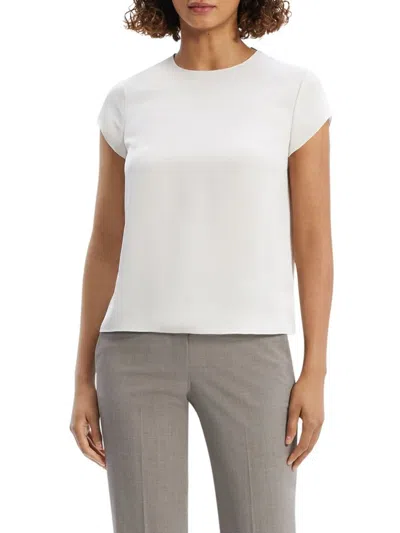 Theory Women's Cap Sleeve Silk T-shirt In White