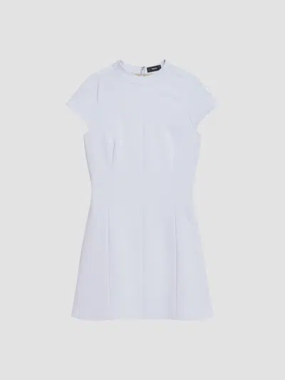 Theory High Neck Raglan Sleeve Mini Dress In White
