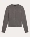 Theory Cashmere Cropped Cardigan Sweater In Grey