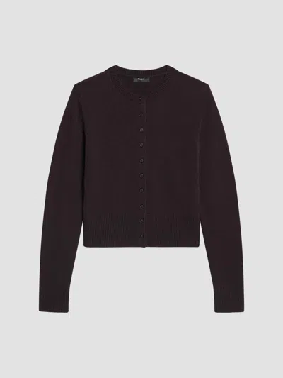 Theory Women's Cashmere Crop Cardigan In Burgundy