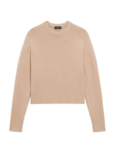 Theory Women's Cashmere Crop Sweater In Neutral